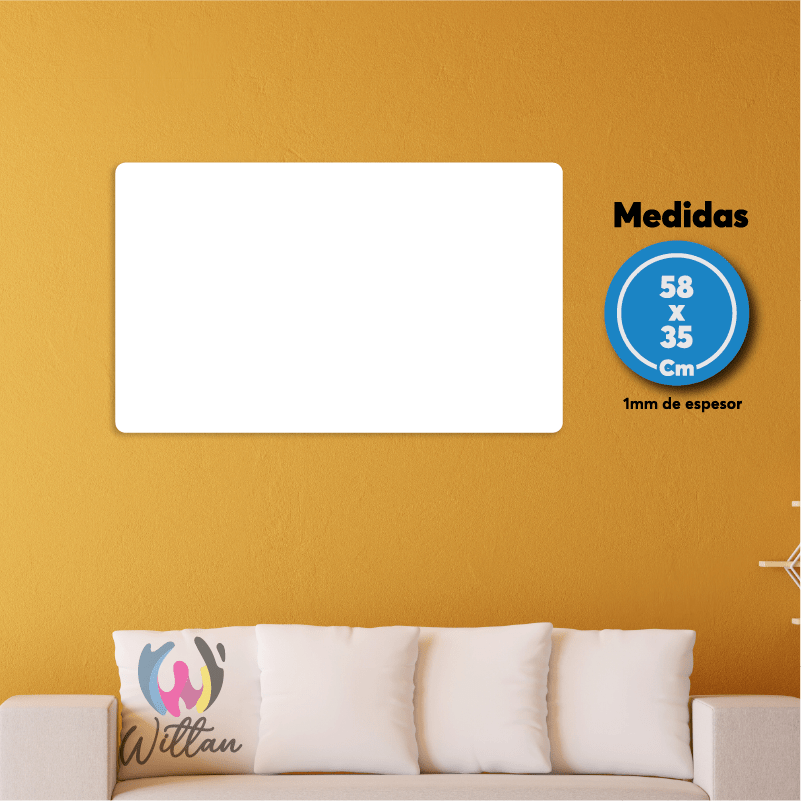 Cuadro de aluminio sublimado de 35x58 cm con impresión a todo color, resistente y personalizable.
