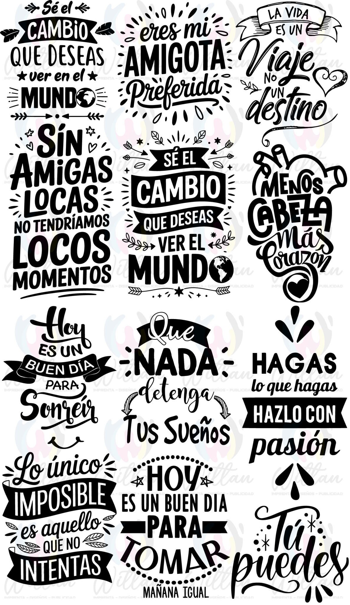 frases 01 | Paños DTF TEXTIL Prediseñados