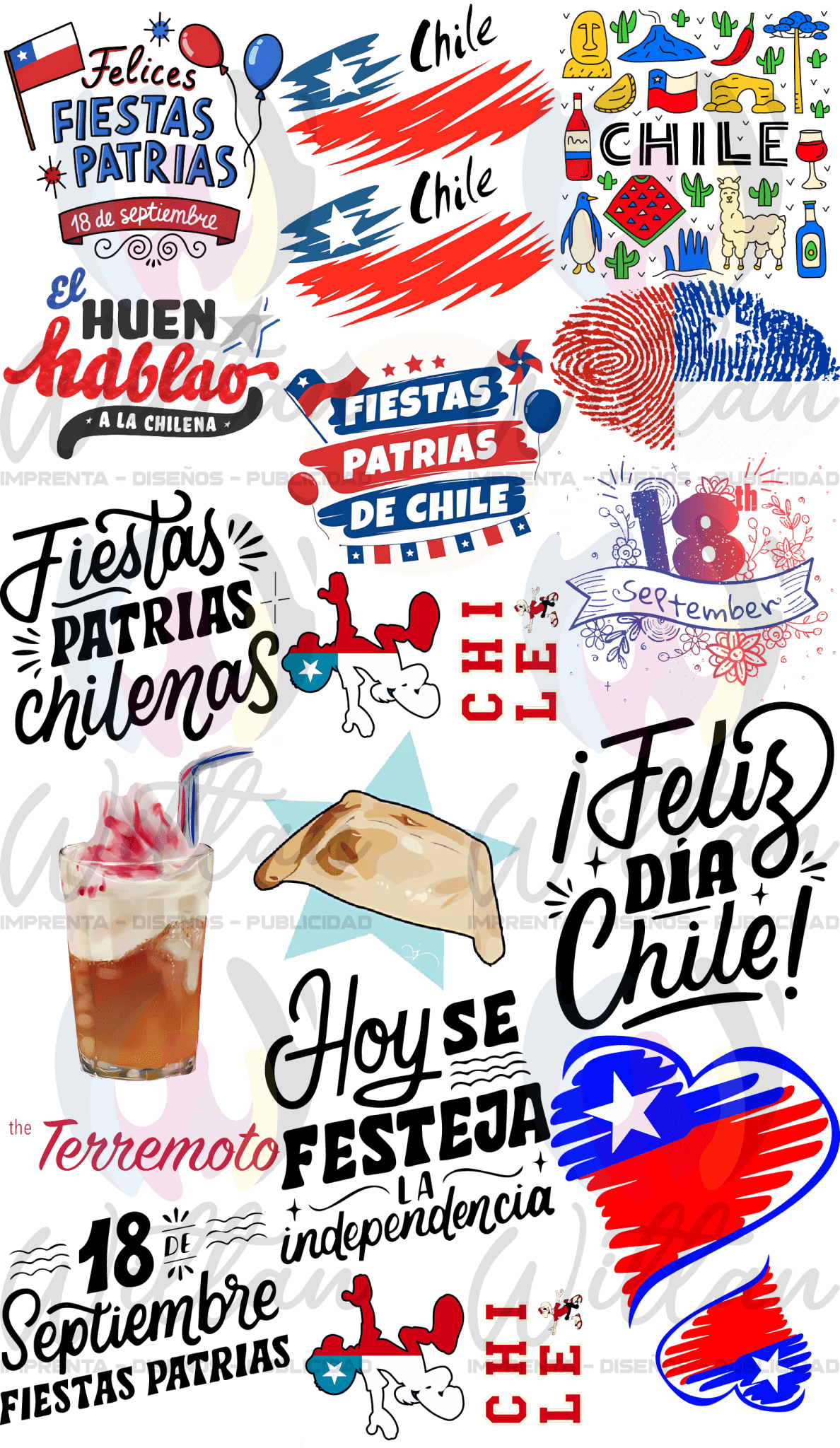 Paños DTF TEXTIL Prediseñados | Fiestas Patrias de Chile 02 - wittan Paños DTF Prediseñados | Fiestas Patrias de Chile 02