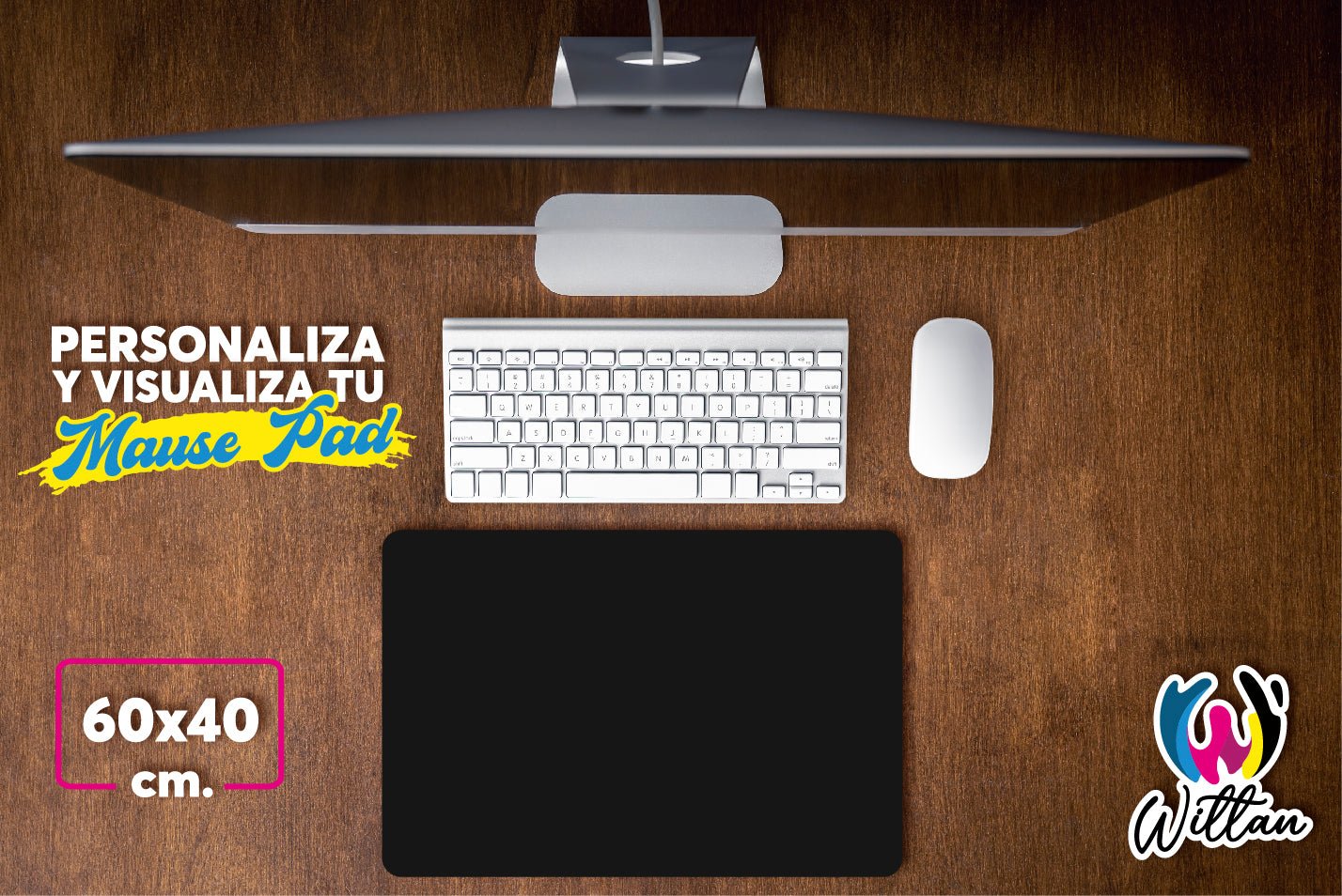 Mouse pad bordes bordados 60cm x 40cm