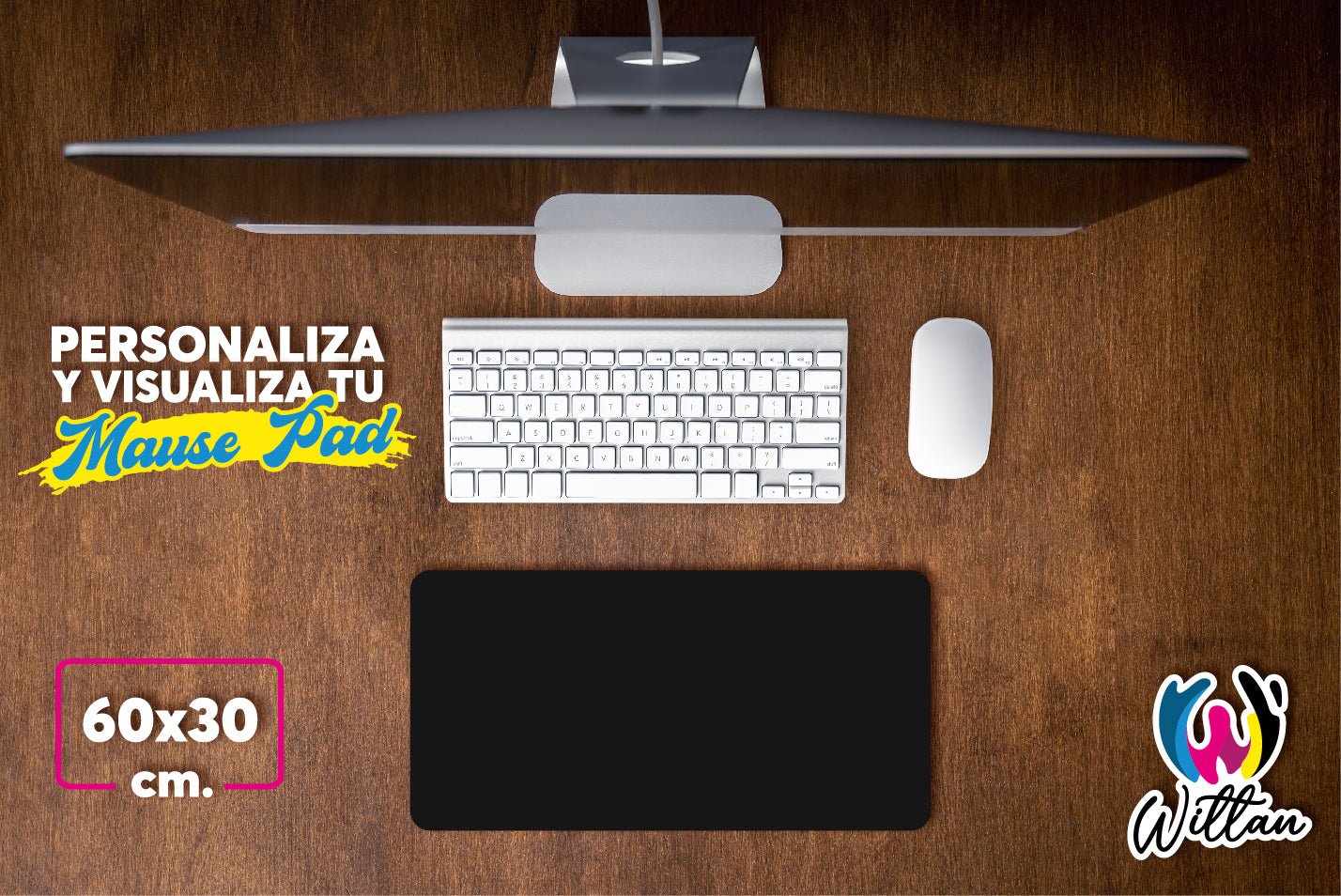 Mouse pad bordes bordados 60cm x 30cm