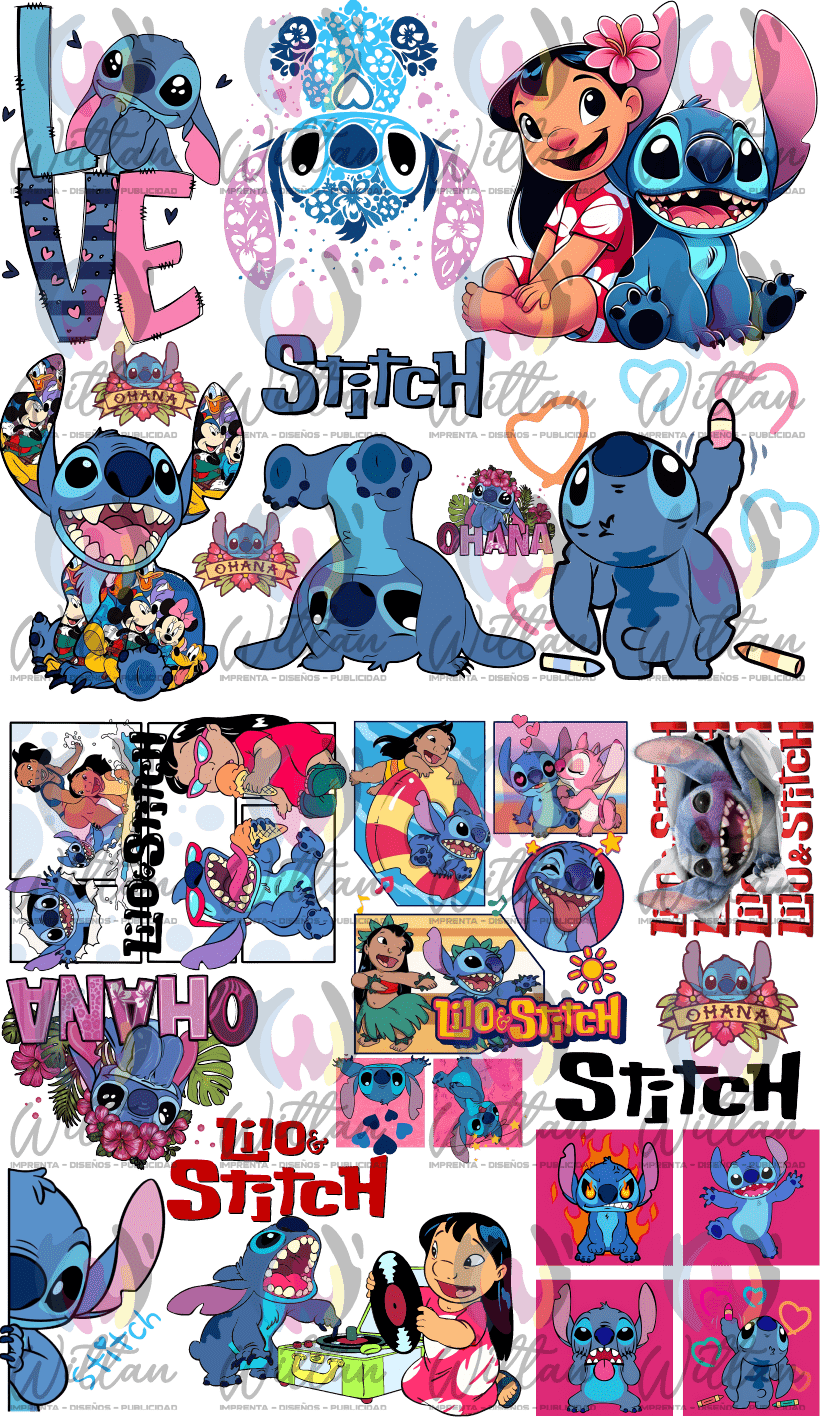 Paños DTF TEXTIL Prediseñados | Lilo y Stitch 01