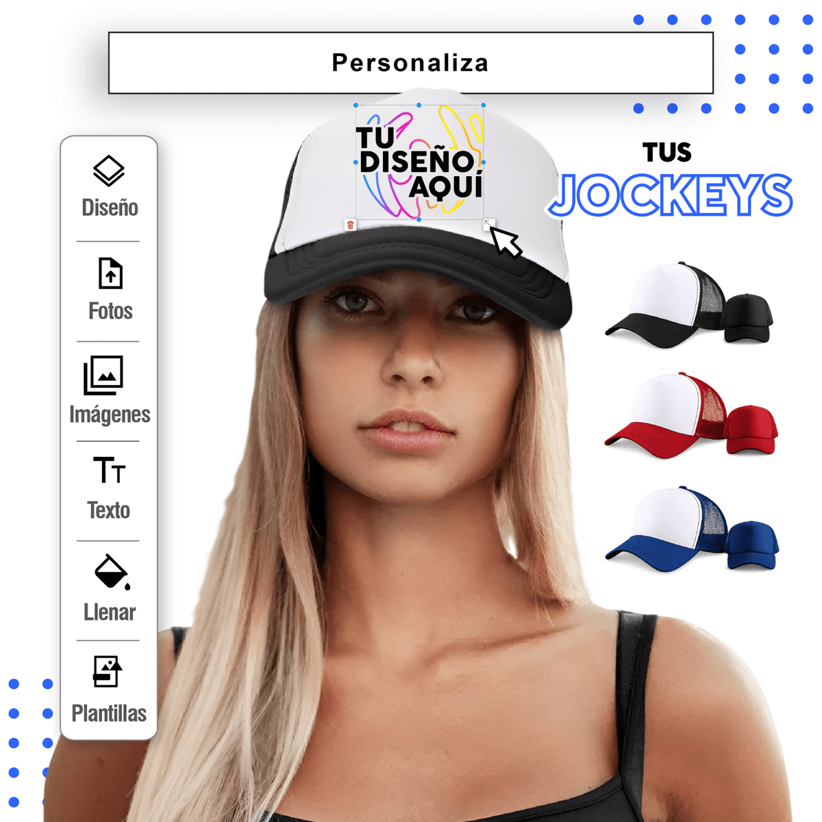 Jockeys personalizados con logo, diseño o marca para empresas, eventos, uniformes, promociones y merchandising.