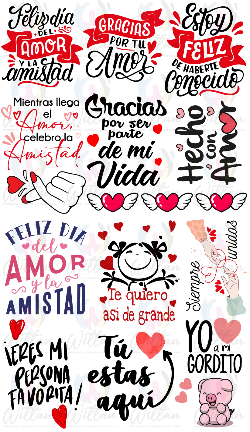 Amor y amistad 01 | Paños DTF TEXTIL Prediseñados