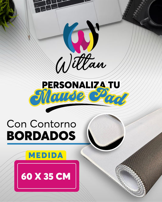 Mouse Pad Personalizado 60x35 cm – Bordes Bordados Premium