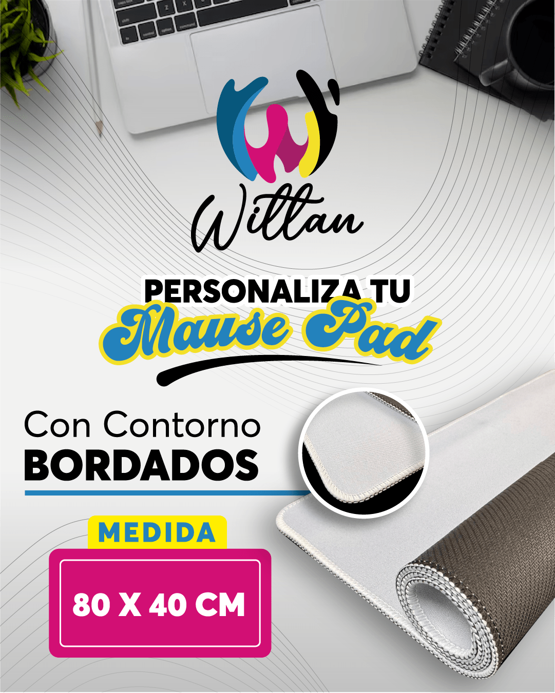 Mouse Pad Personalizado 80x40 cm – Bordes Bordados Premium