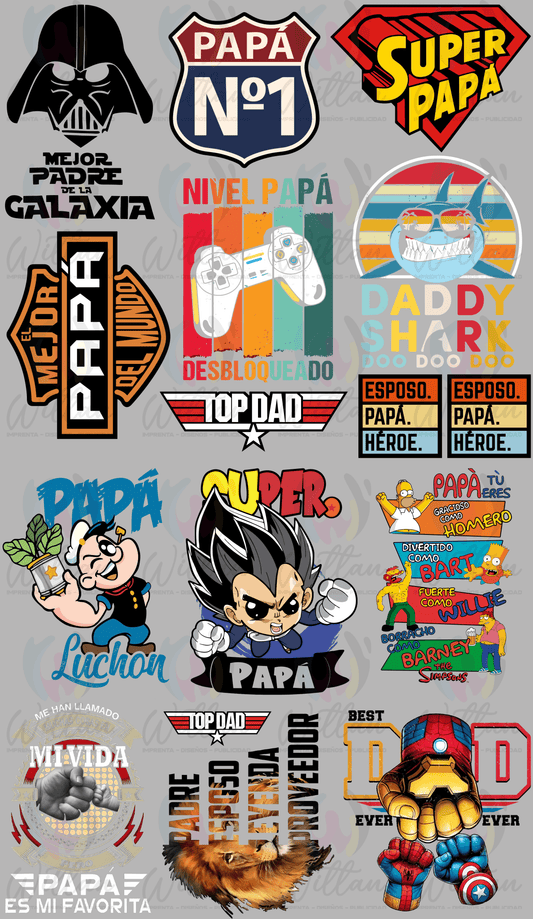 Diseños DTF textil Día del Padre para estampar prendas