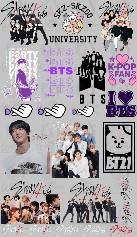 K-pop 02 | Paños DTF TEXTIL Prediseñados