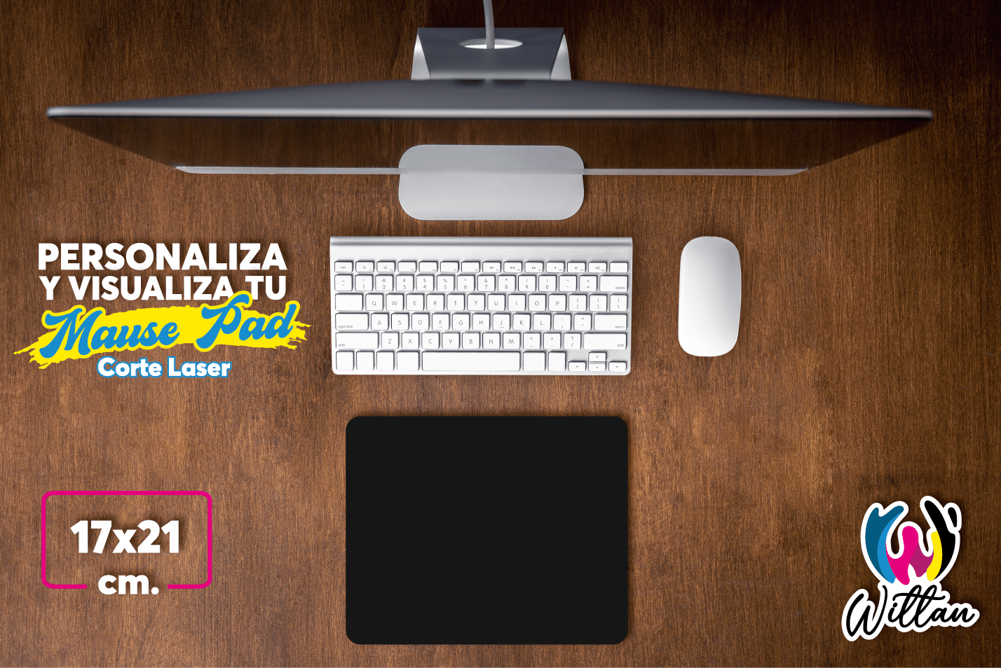 Mouse Pad Personalizado 17x21 cm – Corte Láser Premium