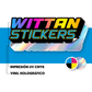 Promo sticker holográfico UV 100 unidades resistente exterior
