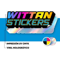 Promo sticker holográfico UV 100 unidades resistente exterior