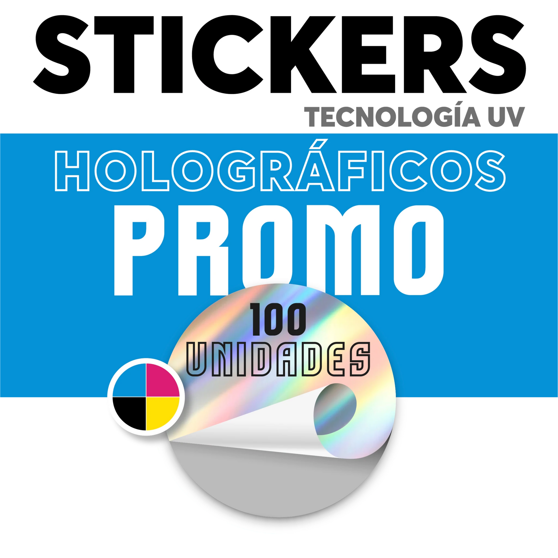 Sticker holográfico UV 100 unidades personalizado