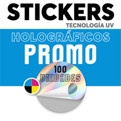 Sticker holográfico UV 100 unidades personalizado