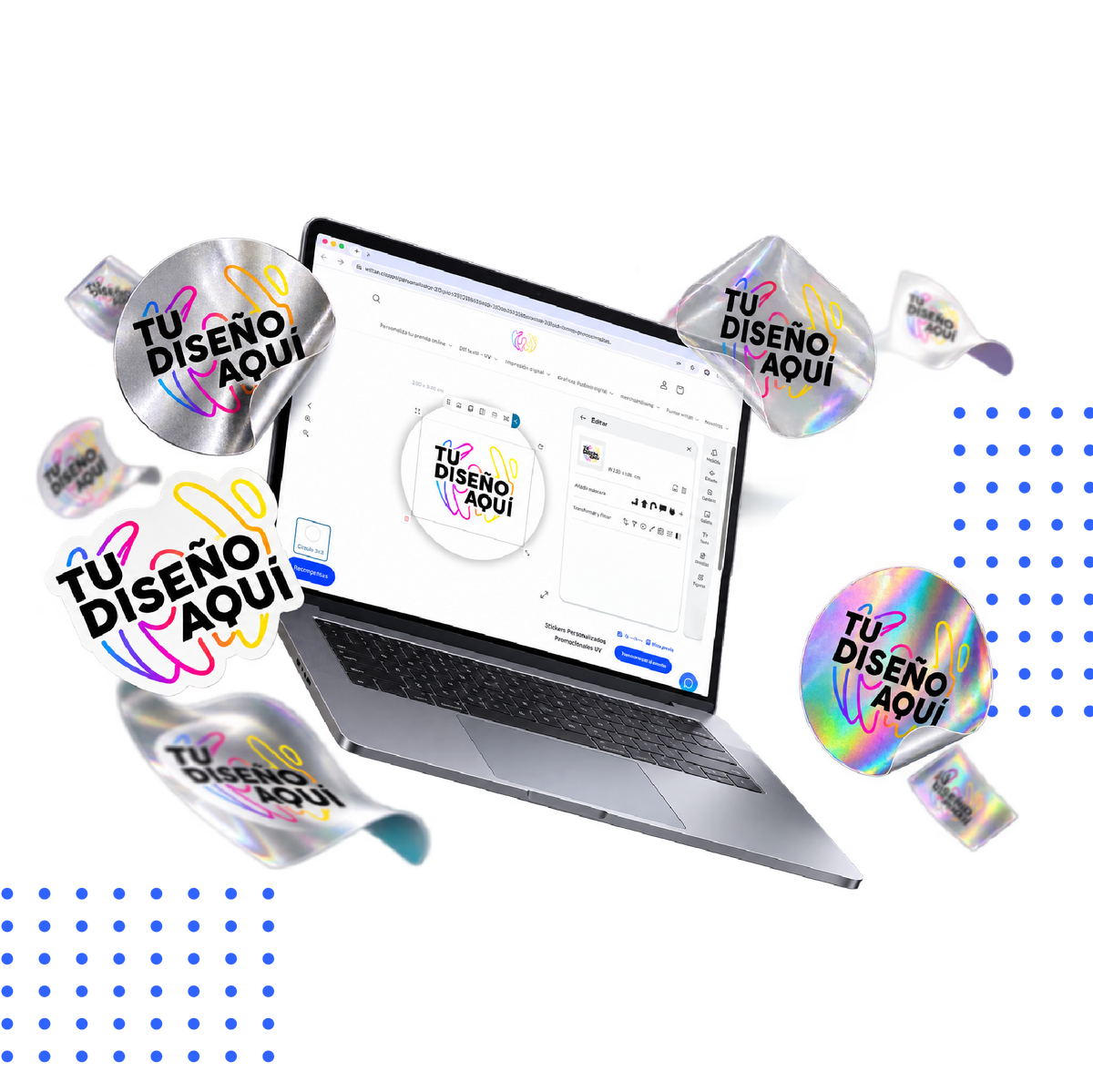 tickers UV personalizados a todo color con diseño propio para marcas y empresas