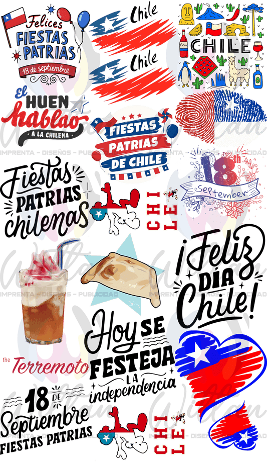 Paños DTF TEXTIL Prediseñados | Fiestas Patrias de Chile 02 - wittan Paños DTF Prediseñados | Fiestas Patrias de Chile 02