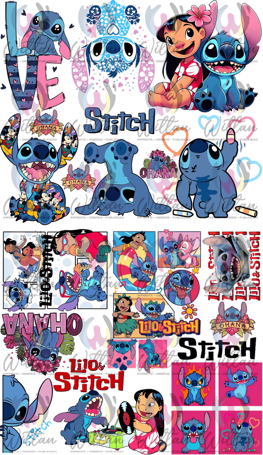 Paños DTF TEXTIL Prediseñados | Lilo y Stitch 01