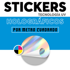 Sticker holográfico UV por metro personalizado con corte troquelado