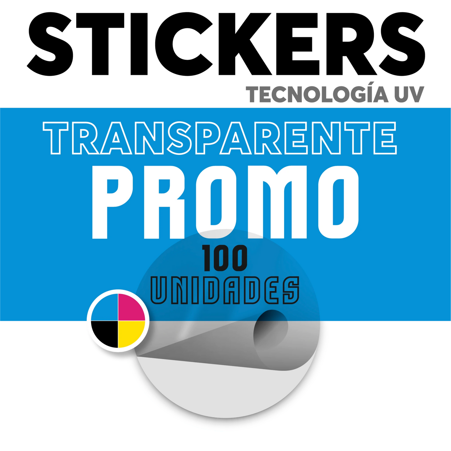Sticker transparente UV 100 unidades personalizado