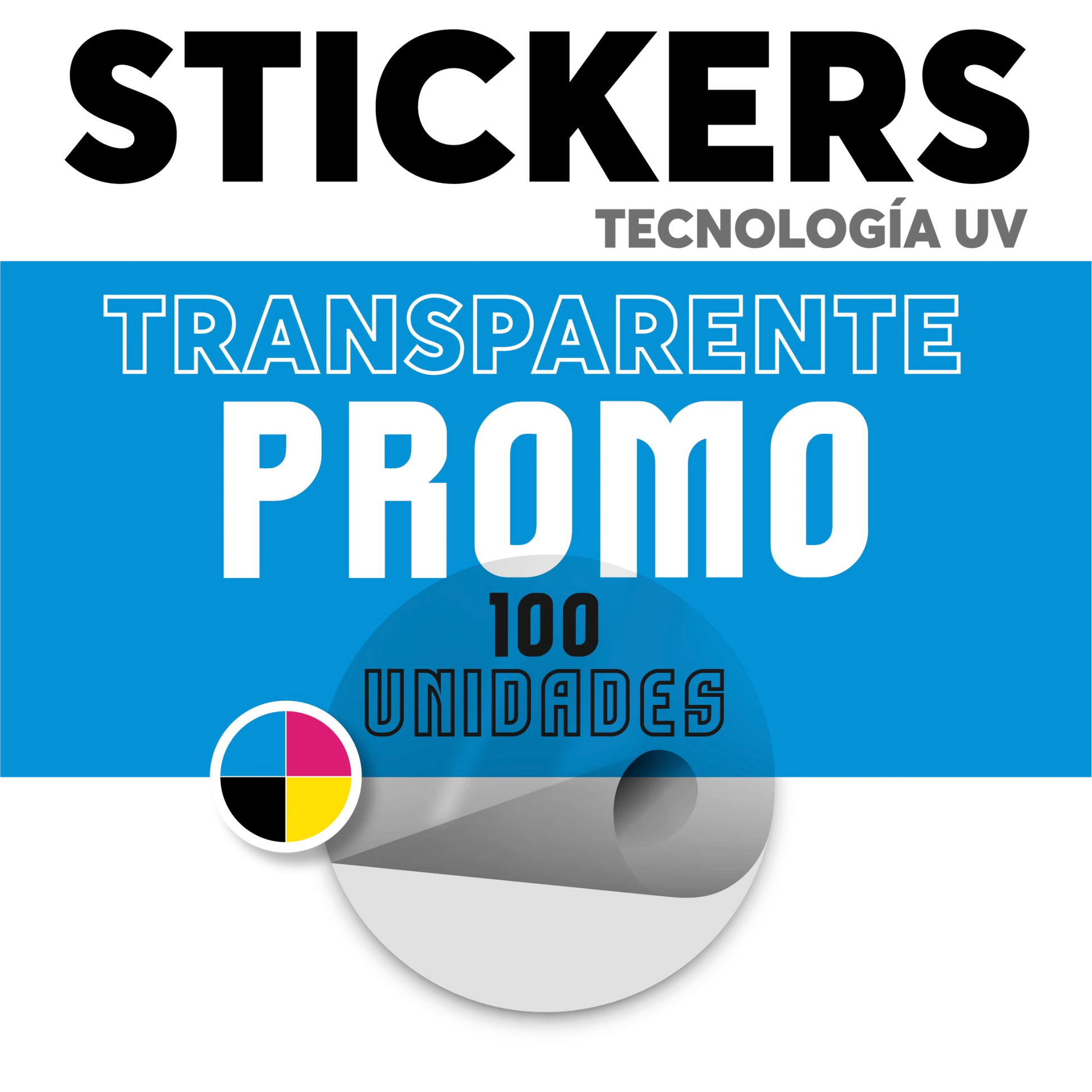 Sticker transparente UV 100 unidades personalizado